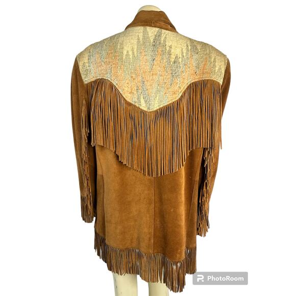 Vintage PIONEER WEAR 70s Suede Fringe Jacket made in USA size medium to large - Picture 4 of 16